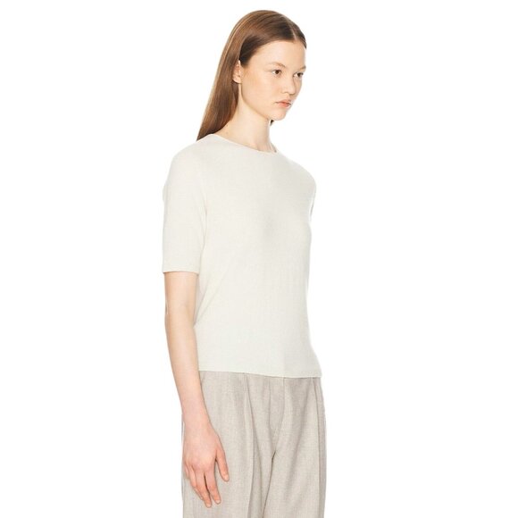 The Row Ipar Top in Pale Green Small Womens Cashmere SHort Sleeve Sweater - Picture 2 of 13